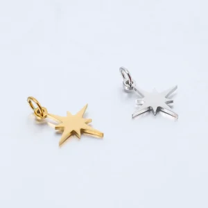 DIY Fashion Pendants Jewelry Accessories Stainless Steel Star Charm Pendants With Single Hole Hoops