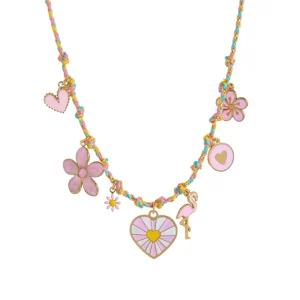 DIY Gold Plated Shell Starfish Beach Style Animal Flower Heart Charm Colorful Link Chain Cute Necklace for Women