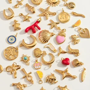 DIY Gold Plated Stainless Steel Gemstone Fashion Jewelry Making Pendants Charms for Women Accessories