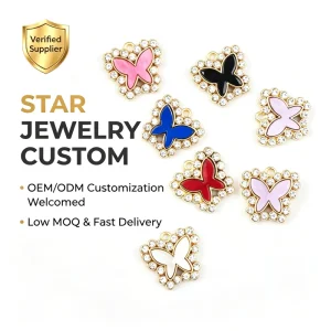 DIY Gold Plated Zinc Alloy Butterfly Shape Zircon Charms for Unisex Necklaces and Bracelets