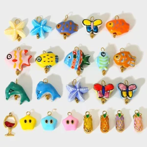 DIY Jewelry Accessories Colorful Butterfly Fish Star Fruit Hand Painted Marine Life Stainless Fashion Pendants Charms