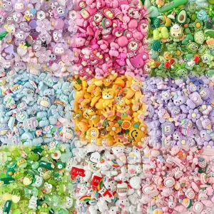 DIY Jewelry Pvc Resin Pendant Mobile Phone Case Chain Cartoon 3D Sticker Beads Price Accessories For Bags Charm Necklace