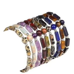 DIY Natural Amethyst Beaded Bracelet Handmade Steel Natural Stone Elastic Bracelet Customized Gift for Her