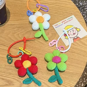 DIY Niche Plastic Weaving Finished Products Colorful Flowers Modern Keychains Bags Hanging Accessories Decorative Eco friendly