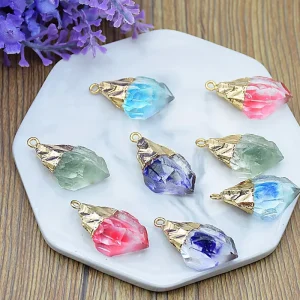 DIY Resin Jewelry Accessories Fashion Jewelry Pendants Irregularly Shaped Colored Crystal Pendants with Hangers