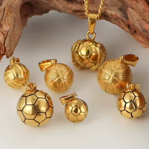 DIY Stainless Steel Charm Pendant Football Basketball Pendant Necklace Accessories for 24k Gold Plated Punk Style