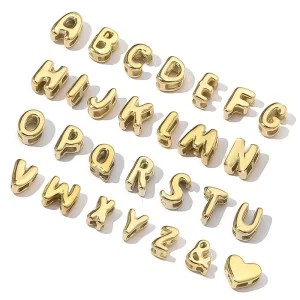 DIY Stainless Steel Initial Pendants 14K Gold Plated Jewelry Findings 26 Letters Necklace Pendant