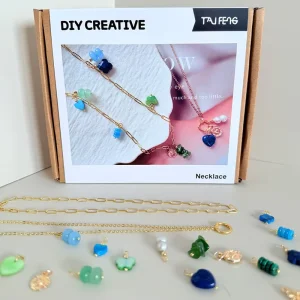 DIY Trendy Colorful Natural Stone Pendant With Link Chain Iron Material Kit For Making Unisex Charm Necklaces For Daily Wear