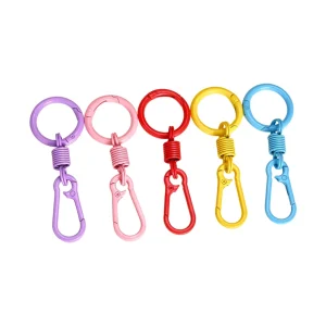 DIY Zinc Alloy Double Head Spring Carabiner Baked Enamel Plush Toy Pendant Bag Charm Custom Key Accessory in Stock