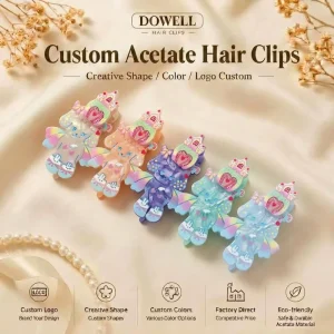 DOWELL Custom Logo Elegant Bow Ribbon Acetate Hair Clips Large Celluloid Claw Clips Fashionable Hair Jewelry For Women