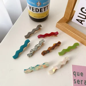 DOWELL French Retro Bangs Summer Wave Hairpin Female Forehead Simple Duckbill Acetate Hair Clips