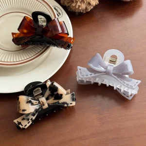 DOWELL French Style Fashion Light Luxury Handmade Acetate Hair Clip High End Bow Shark Elegant High Ponytail Hair Accessories