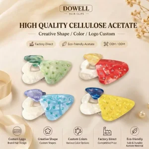 DOWELL Fun Creative Rhinestone Mushroom Shark Hair Claw Clips New Design Back Head Updo Hair Barrettes
