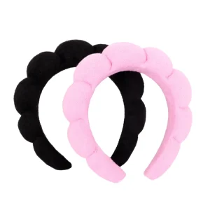 DOWELL Sponge Twist Cloud Hair Hoop High Cranial Top Hair Accessories Set Facial Washing Wrist Bands