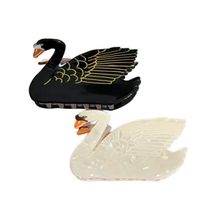 DOWELL Swan Shaped Acetate Hair Claws Cute Animal Shark Design High Quality Handmade Elegant Hair Accessories for Women
