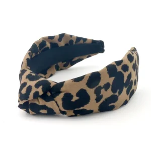 DREAM FASHION Brown Black Leopard Print Bowknot Headband Custom Hand Made Women Hair Accessories