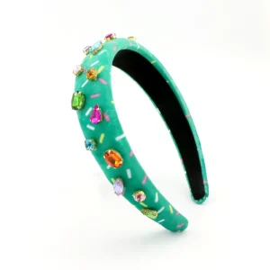 DREAM FASHION Green Rainbow Headband Padded Elegant Custom Hand Made Christmas Women Hair Accessories Mothers Day Gift