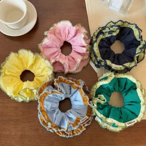 DREAM FASHION Sweet Elegant Oversize Hair Scrunchies Flower Hair Tie Custom Girl Hair Accessories