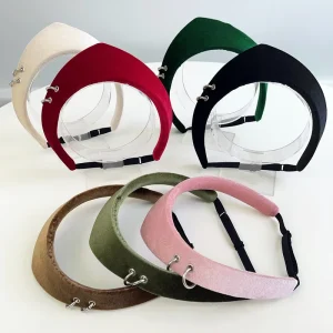 DREAM FASHION Vintage Circular Velvet Headband British Retro Style Pearl Crystal Woolen Triangle Custom Hair Accessories