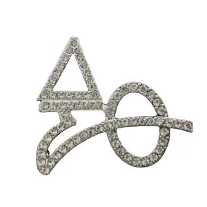 DST Moden Sigma Sorority Signature Greek Letters Pearl Cursive Rhinestone Pin