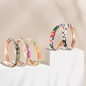 Daili Classic 10mm Flower Bracelet for Girl Colorful Enamel Bangle Cloisonne Bangle Charm Women Bracelet Fashion Accessories