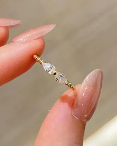 Daily Wear 925 Sterling Silver Fashion Rings DEF Color VVS Clarity Pear Cut 1 Carat Lab Grown Diamond Ring 10K 14K 18K Gold Ring