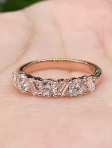 Daily Wear 925 Sterling Silver Rings Fashion Rings Lab Grown Diamond Ring Round Brilliant and Baguette Cut 10K 14K 18K Gold Ring