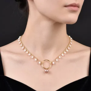 Daily Wear Pearl Necklace Delicate Flower Pendant Chain Single Layer Freshwater Pearl Minimalist Fashion Jewelry Pearl Necklace