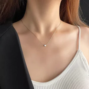 Dainty 18K Gold Plated Stainless Steel Necklace Waterproof Jewelry Heart Pendant Charm Necklace for Women