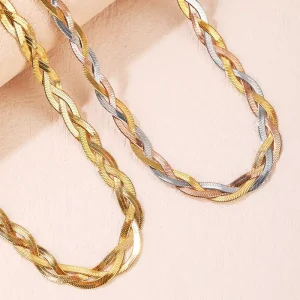 Dainty 316L Stainless Steel Three Layer Weave Snake Necklace Jewelry Gift