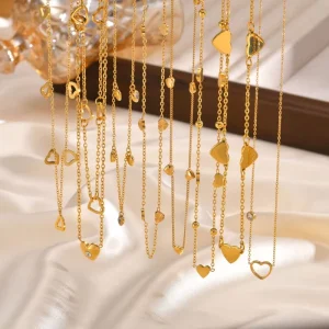 Dainty Fashion Jewelry Accessories Stainless Steel 18K Gold Zircon Number Love Charm Pendant Layered Chain Necklaces Women Gift