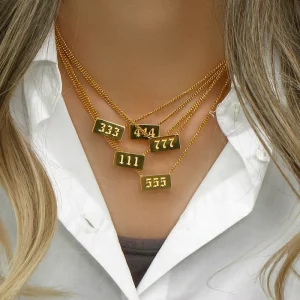 Dainty Non tarnish 18k Gold Plated 316l Stainless Steel Link Chain Charm Necklace With Number Design for Women