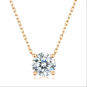 Dainty Stainless Steel Round Diamond Zircon Pendant Necklace for Women