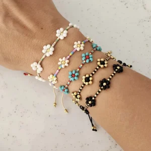 Daisy Flower Beaded Bracelet Women Handmade Friendship Bohemia Gift Multicolor Miyuki Seed Bead Bracelet