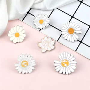 Daisy Lightning Lotus Enamel Pins for Kpop Fans and Girls