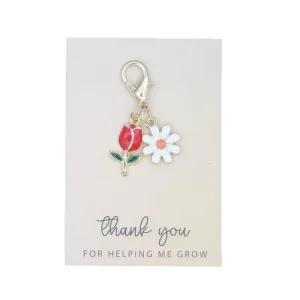 Daisy Tulip Sunflower Enamel Alloy Keychain with Tassel Coin Pouch for Women Girls Bag Purse Decoration Encouragement Card Gift
