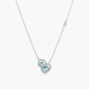 Dan Jewelry Charm Necklace for Women 925 Sterling Silver Blue Topaz Pendant Jewelry for Daily Wear Party Wedding Gift