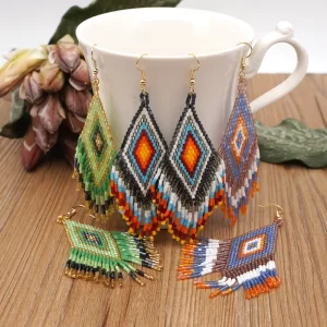 Dangle Bohemian Colorful Beaded Earring Women Tassel Handmade Fashion Jewelry Bead