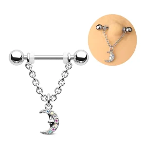 Dangle Nipple Piercing Jewelry Moon Star Nipple Shield Ring Stainless Steel Piercing Jewelry for Women Men