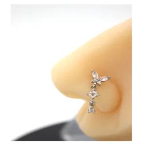 Dangle Nose Piercing Hoop Ring Diamond Nose Rings for Women Men Fashion Body Jewelry