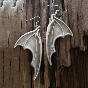 Dark Gothic Black Bat Wing Fashion Earrings Exaggerated Halloween Personalized Dangles for Men and Women