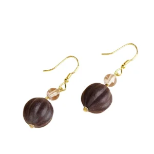 Dark Red Rose Herbal Scent Earrings Pumpkin Beads Women Fashion Oriental Peace Wearable Fragrance Jewelry Gift