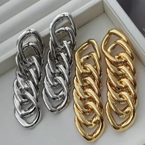 Deconstructed Chain Earrings Urban Cool Metal Chain Earrings Industrial Minimalism
