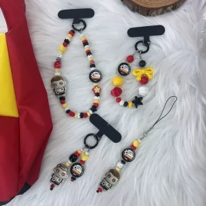 Decorative Plastic Bag Mobile Phone Chain 4 piece Set Personalized Customization of Bead Pendant German Football Team Theme