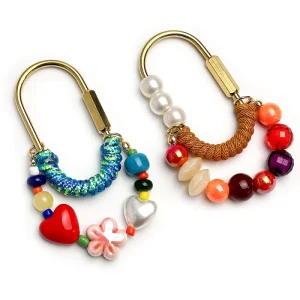 Deepeel BB148 Keychain Creative Resin Pendant Crystal Beaded Heart shaped Bag Charm Decoration Accessory