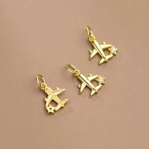 Delicate Fashion S925 Airplane with Star Zircon Pendant for Diy Charm Women Accessories