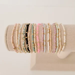 Delicate Stretchy Colorful Seed Bead Bracelets Stackable Waterproof Stainless Steel Fashion Jewelry for Women