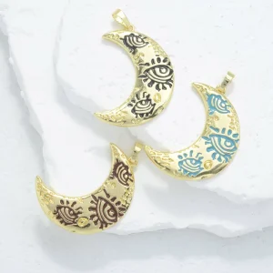 Demon Eye Eye Evil Moon Copper 18k Gold Plated Enamel Pendant DIY Necklace Jewelry Accessories