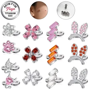 Dermal Anchor 14G CZ Dermal Anchor Tops and Base 316L Surgical Steel 0.9mm Body Piercings Hypoallergenic Jewelry