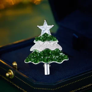 Design Metal Shiny Enamel Christmas Tree Brooches Pins for Christmas Clothes Accessories